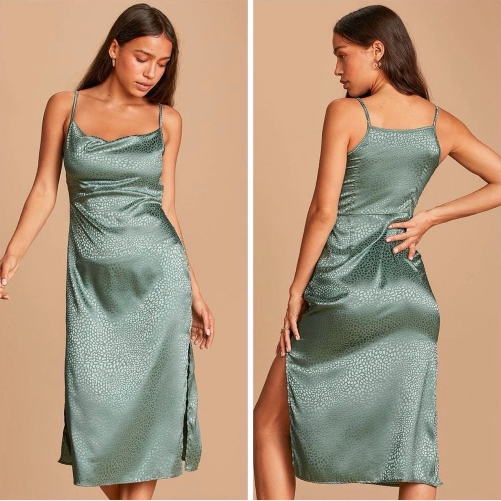 lulus satin sage green dress